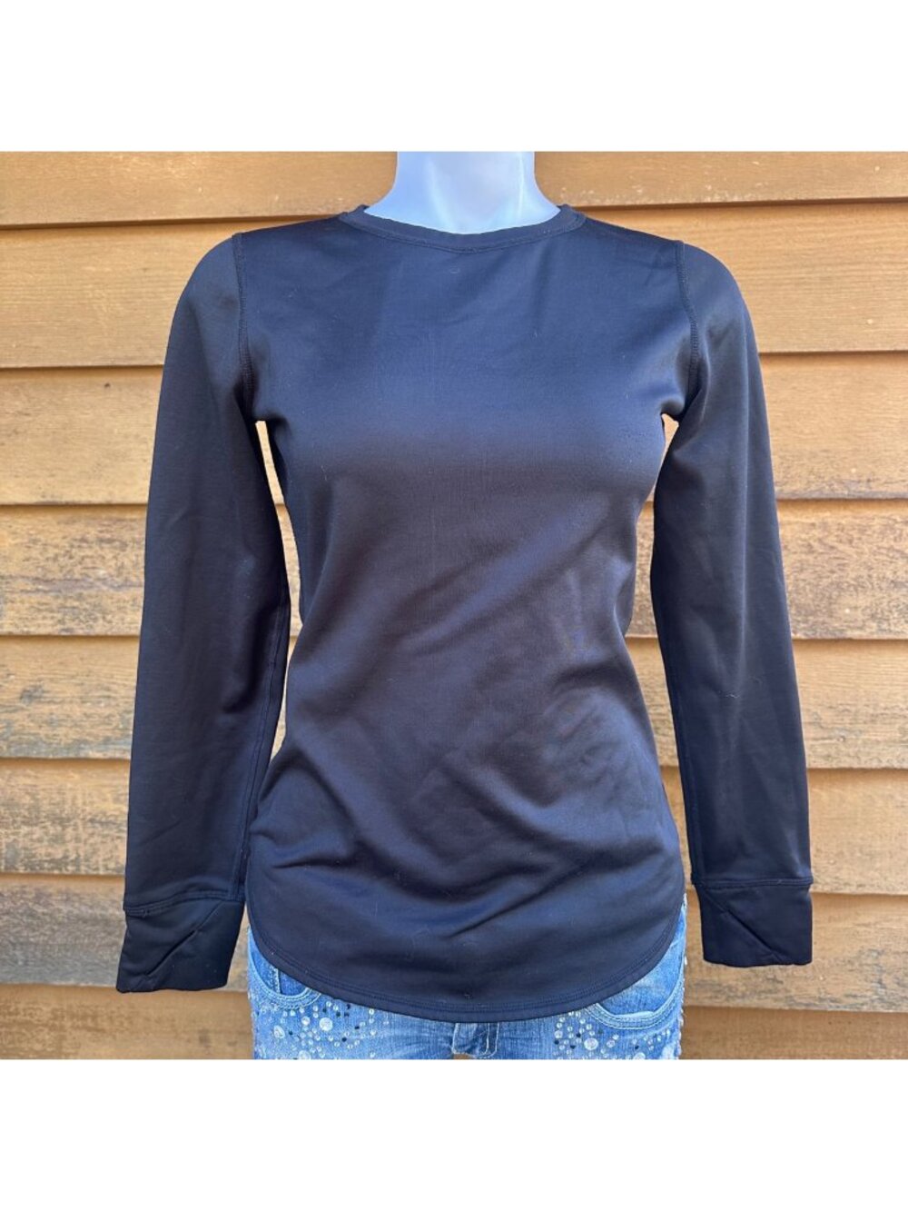 ClimateRight By Cuddl Duds Womens Black Thermal Crew Neck Long Sleeve Shirt S